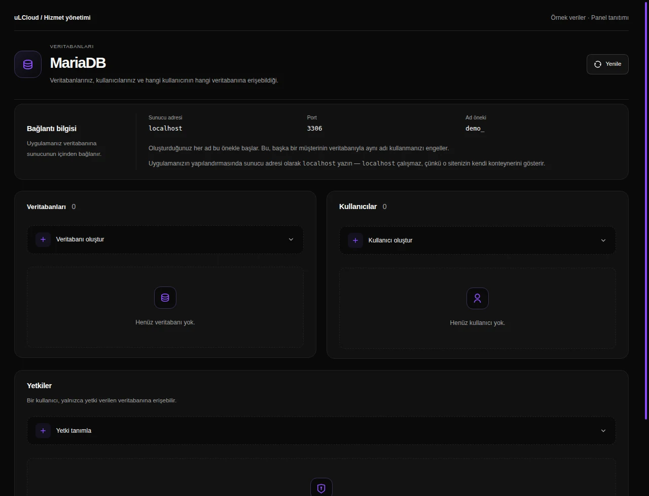 WordPress Hosting — Databases. Actual panel design · Sample data · Available features depend on your plan.