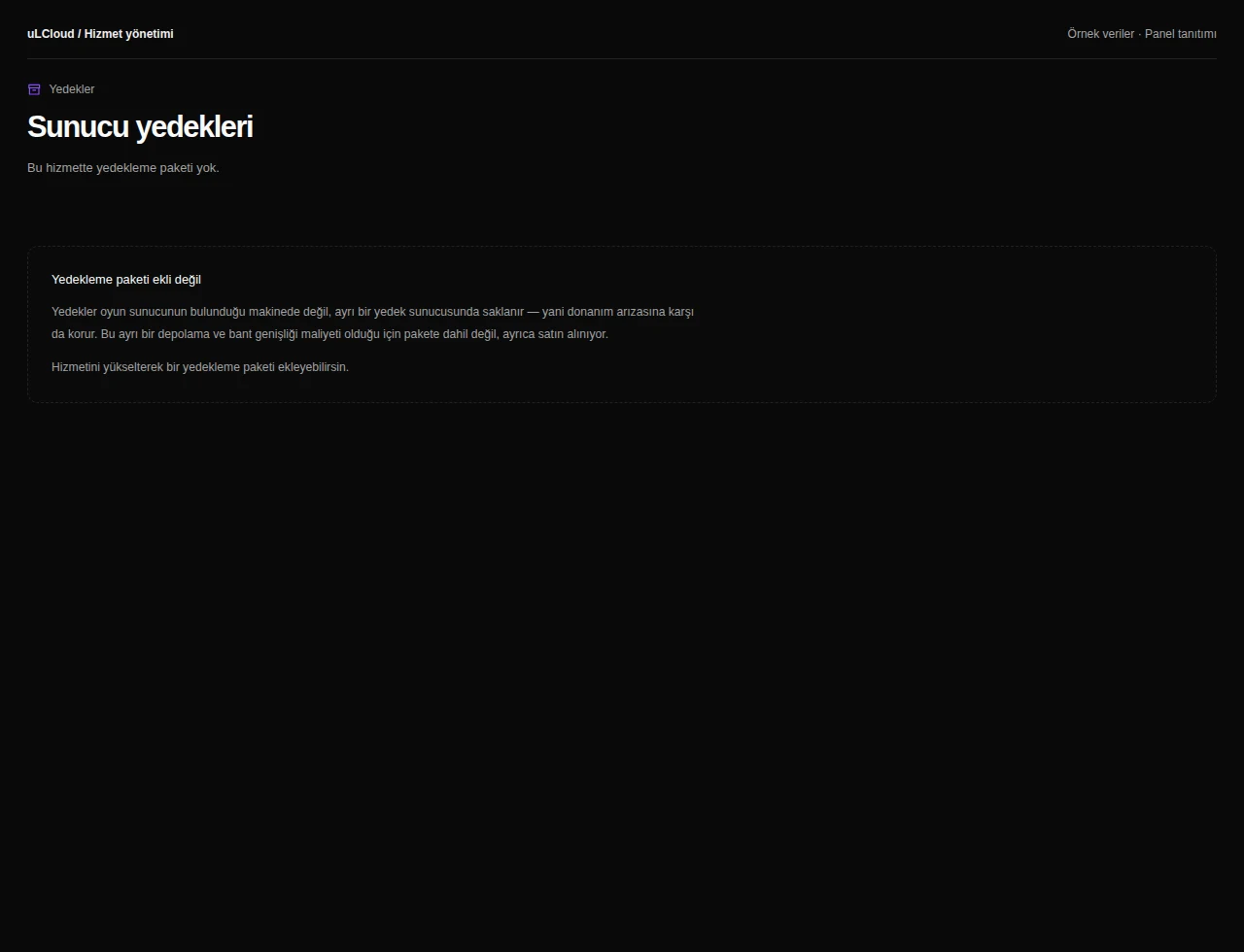 Rust — Game backups. Actual panel design · Sample data · Available features depend on your plan.