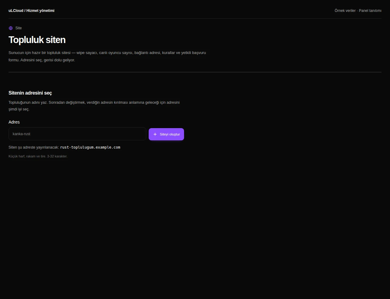 Rust — Free site creation. Actual panel design · Sample data · Available features depend on your plan.