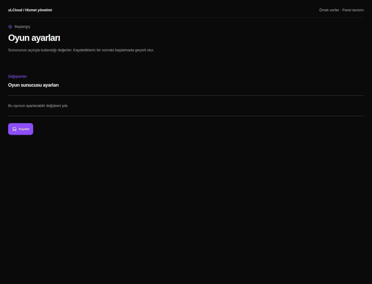Rust — Startup settings. Actual panel design · Sample data · Available features depend on your plan.